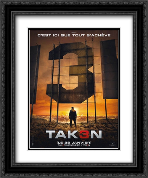 Taken 3 20x24 Black Ornate Wood Framed Movie Poster with Double Matting