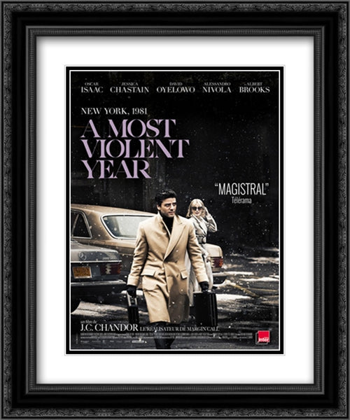 A Most Violent Year 20x24 Black Ornate Wood Framed Movie Poster with Double Matting