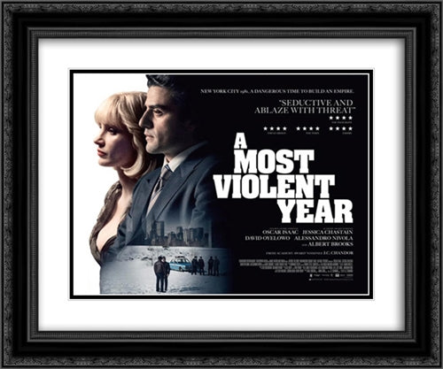 A Most Violent Year 24x20 Black Ornate Wood Framed Movie Poster with Double Matting