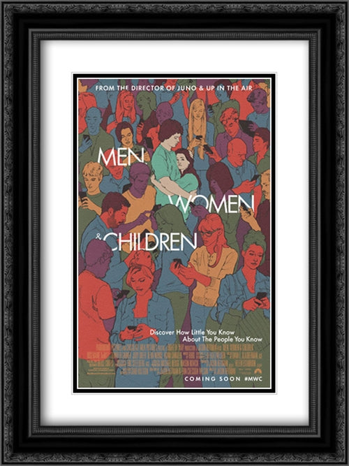 Men, Women & Children 18x24 Black Ornate Wood Framed Movie Poster with Double Matting