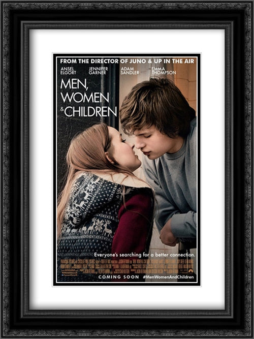 Men, Women & Children 18x24 Black Ornate Wood Framed Movie Poster with Double Matting