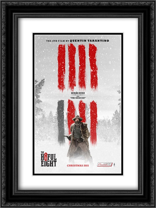 The Hateful Eight 18x24 Black Ornate Wood Framed Movie Poster with Double Matting