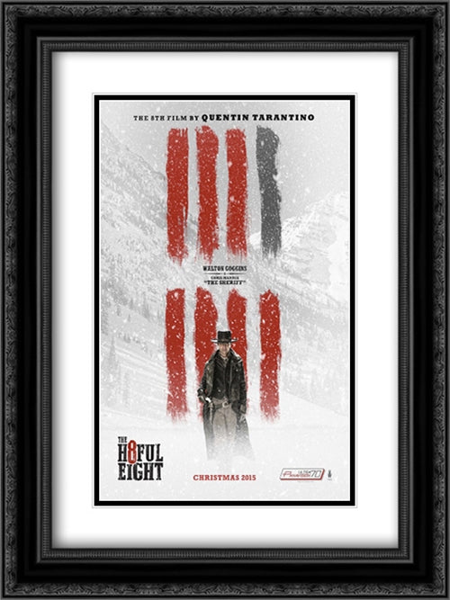 The Hateful Eight 18x24 Black Ornate Wood Framed Movie Poster with Double Matting