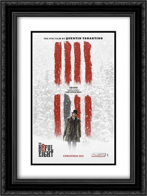 The Hateful Eight 18x24 Black Ornate Wood Framed Movie Poster with Double Matting
