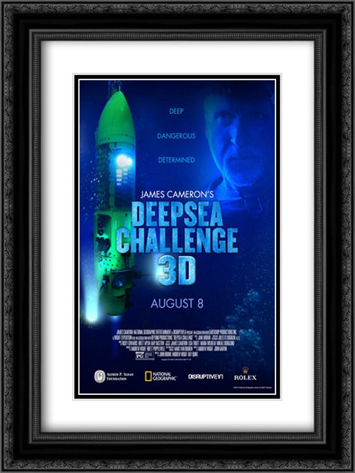 Deepsea Challenge 3D 18x24 Black Ornate Wood Framed Movie Poster with Double Matting