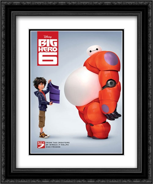 Big Hero 6 20x24 Black Ornate Wood Framed Movie Poster with Double Matting