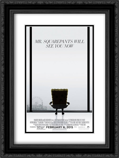 The SpongeBob Movie: Sponge Out of Water 18x24 Black Ornate Wood Framed Movie Poster with Double Matting