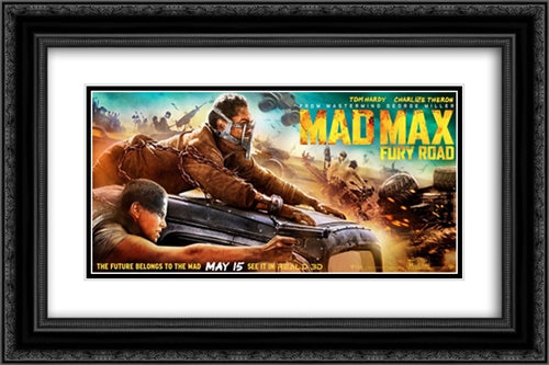 Mad Max: Fury Road 24x16 Black Ornate Wood Framed Movie Poster with Double Matting