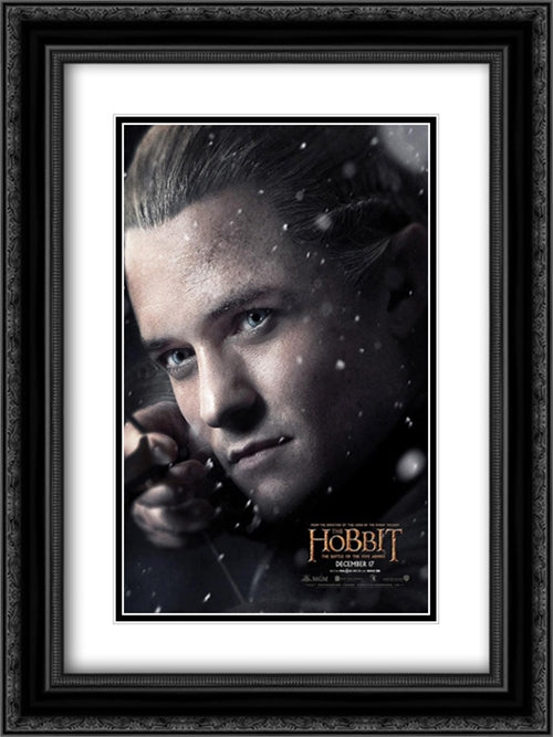 The Hobbit: The Battle of the Five Armies 18x24 Black Ornate Wood Framed Movie Poster with Double Matting