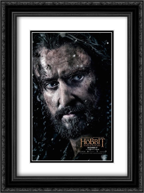 The Hobbit: The Battle of the Five Armies 18x24 Black Ornate Wood Framed Movie Poster with Double Matting