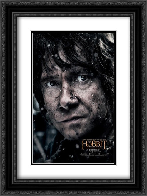The Hobbit: The Battle of the Five Armies 18x24 Black Ornate Wood Framed Movie Poster with Double Matting