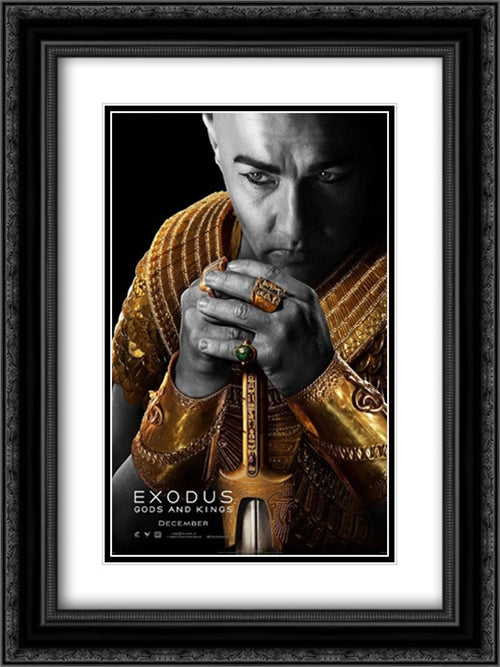 Exodus: Gods and Kings 18x24 Black Ornate Wood Framed Movie Poster with Double Matting