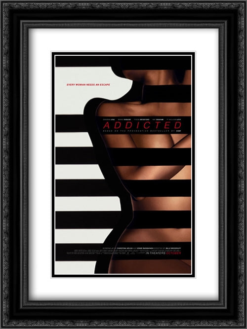 Addicted 18x24 Black Ornate Wood Framed Movie Poster with Double Matting