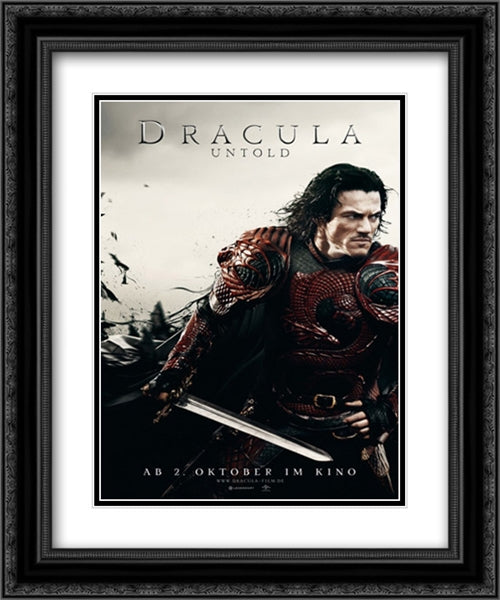 Dracula Untold 20x24 Black Ornate Wood Framed Movie Poster with Double Matting