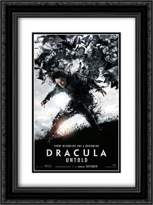 Dracula Untold 18x24 Black Ornate Wood Framed Movie Poster with Double Matting
