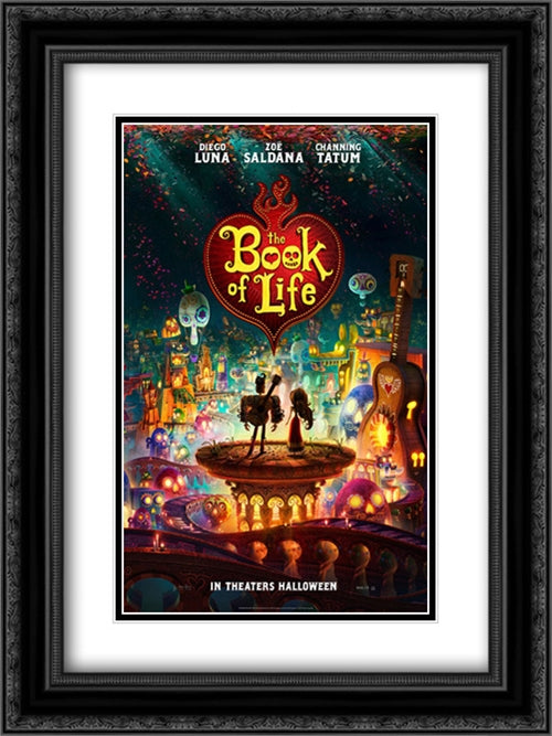 The Book of Life 18x24 Black Ornate Wood Framed Movie Poster with Double Matting