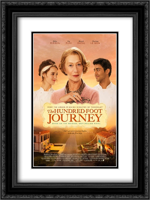 The Hundred-Foot Journey 18x24 Black Ornate Wood Framed Movie Poster with Double Matting