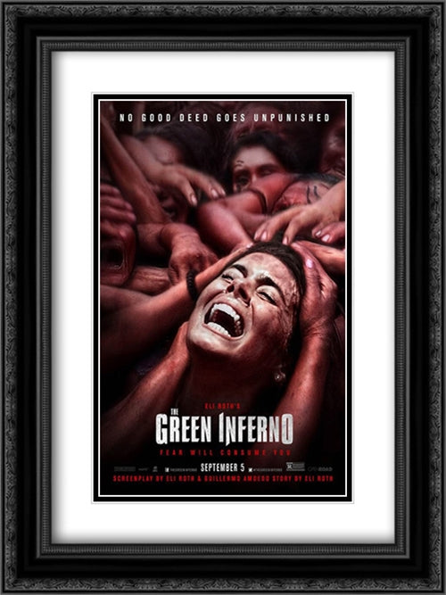 The Green Inferno 18x24 Black Ornate Wood Framed Movie Poster with Double Matting