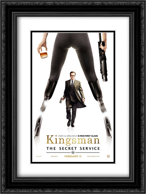 Kingsman: The Secret Service 18x24 Black Ornate Wood Framed Movie Poster with Double Matting