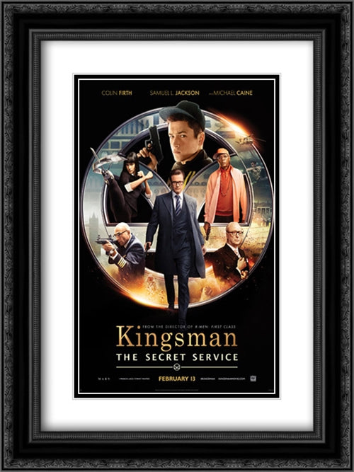 Kingsman: The Secret Service 18x24 Black Ornate Wood Framed Movie Poster with Double Matting