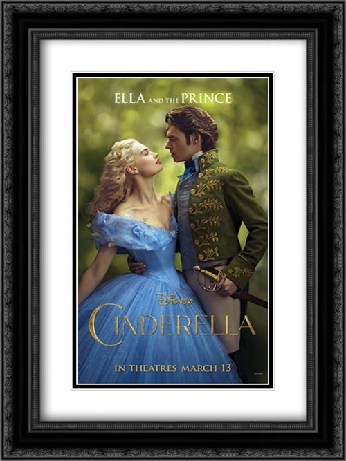 Cinderella 18x24 Black Ornate Wood Framed Movie Poster with Double Matting