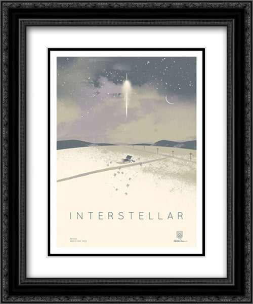 Interstellar 20x24 Black Ornate Wood Framed Movie Poster with Double Matting