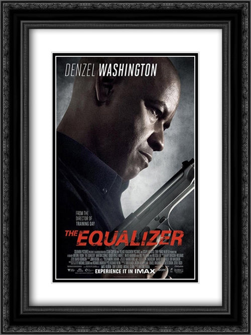 The Equalizer 18x24 Black Ornate Wood Framed Movie Poster with Double Matting
