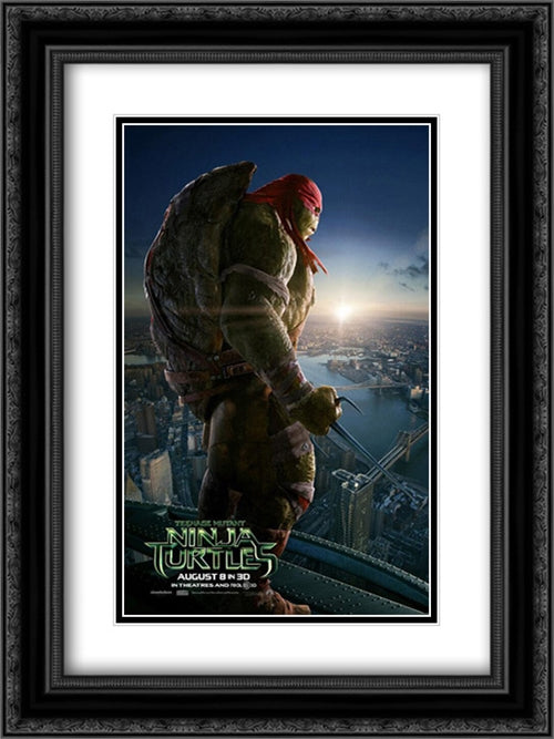 Teenage Mutant Ninja Turtles 18x24 Black Ornate Wood Framed Movie Poster with Double Matting