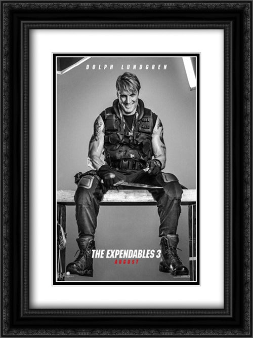 The Expendables 3 18x24 Black Ornate Wood Framed Movie Poster with Double Matting