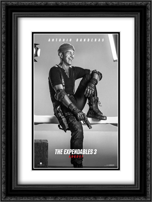 The Expendables 3 18x24 Black Ornate Wood Framed Movie Poster with Double Matting