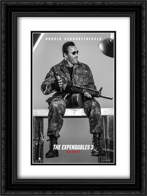 The Expendables 3 18x24 Black Ornate Wood Framed Movie Poster with Double Matting