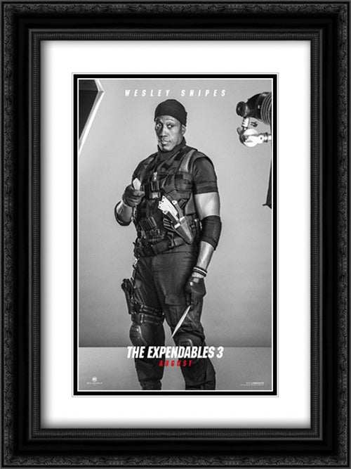 The Expendables 3 18x24 Black Ornate Wood Framed Movie Poster with Double Matting