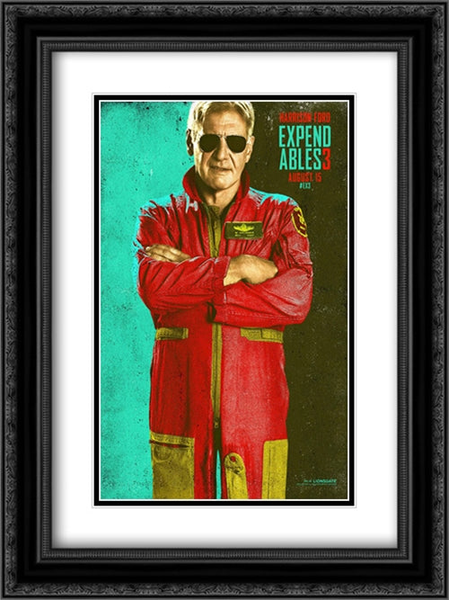 The Expendables 3 18x24 Black Ornate Wood Framed Movie Poster with Double Matting