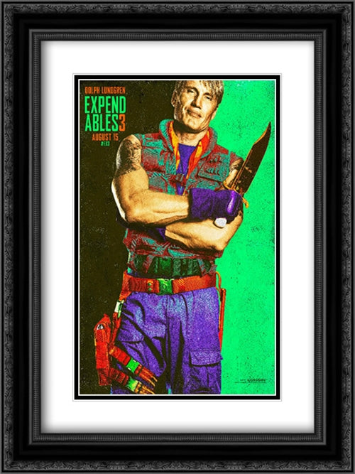 The Expendables 3 18x24 Black Ornate Wood Framed Movie Poster with Double Matting