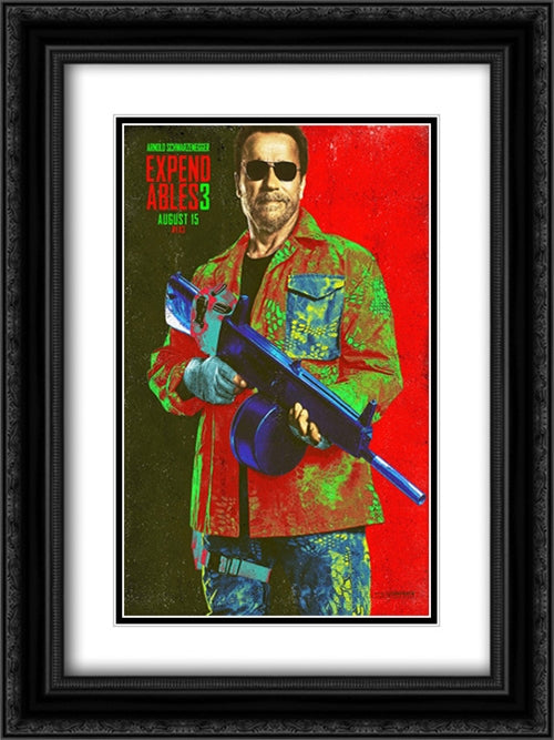 The Expendables 3 18x24 Black Ornate Wood Framed Movie Poster with Double Matting