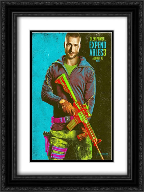The Expendables 3 18x24 Black Ornate Wood Framed Movie Poster with Double Matting
