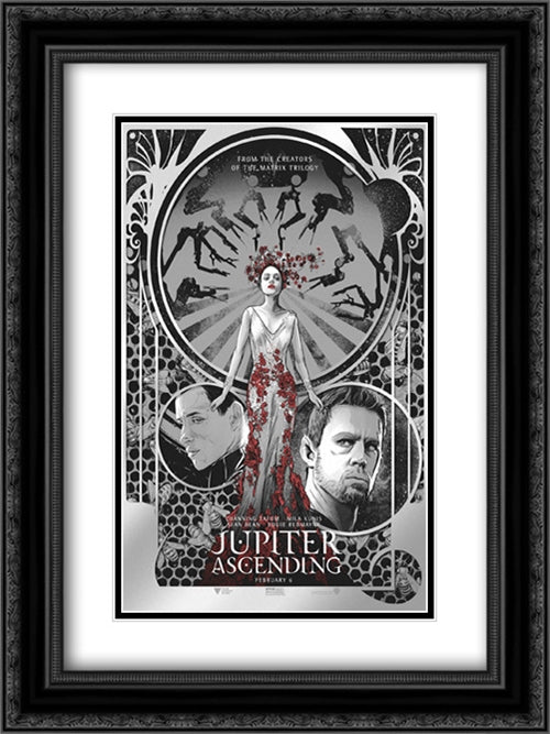 Jupiter Ascending 18x24 Black Ornate Wood Framed Movie Poster with Double Matting