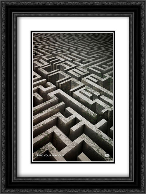 The Maze Runner 18x24 Black Ornate Wood Framed Movie Poster with Double Matting