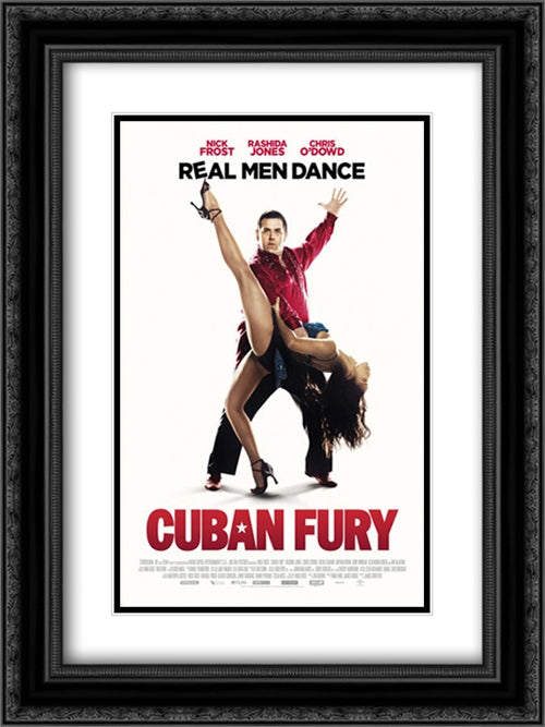 Cuban Fury 18x24 Black Ornate Wood Framed Movie Poster with Double Matting