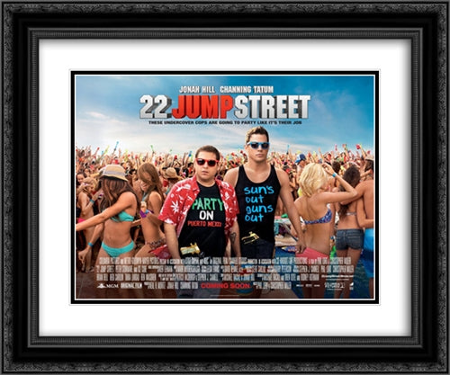 22 Jump Street 24x20 Black Ornate Wood Framed Movie Poster with Double Matting
