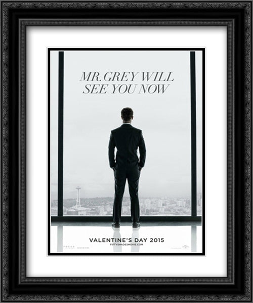Fifty Shades of Grey 20x24 Black Ornate Wood Framed Movie Poster with Double Matting