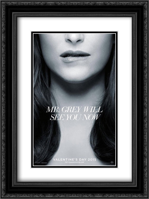 Fifty Shades of Grey 18x24 Black Ornate Wood Framed Movie Poster with Double Matting