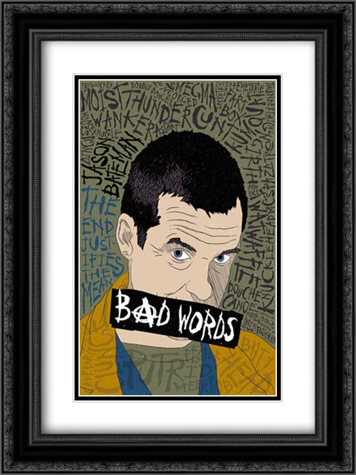 Bad Words 18x24 Black Ornate Wood Framed Movie Poster with Double Matting