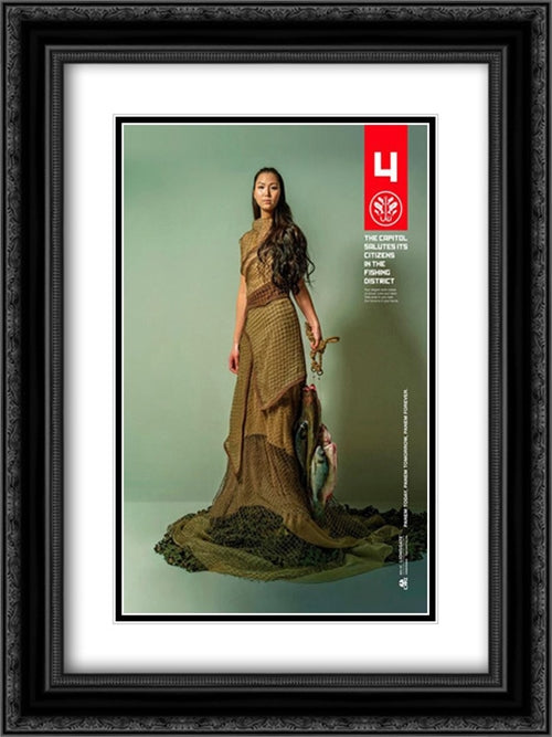 The Hunger Games: Mockingjay Part 1 18x24 Black Ornate Wood Framed Movie Poster with Double Matting