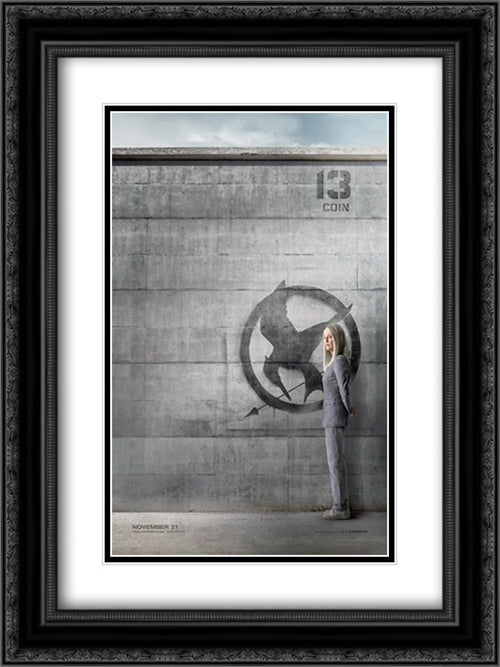 The Hunger Games: Mockingjay Part 1 18x24 Black Ornate Wood Framed Movie Poster with Double Matting