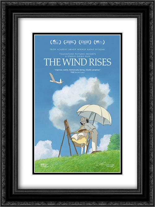 The Wind Rises 18x24 Black Ornate Wood Framed Movie Poster with Double Matting