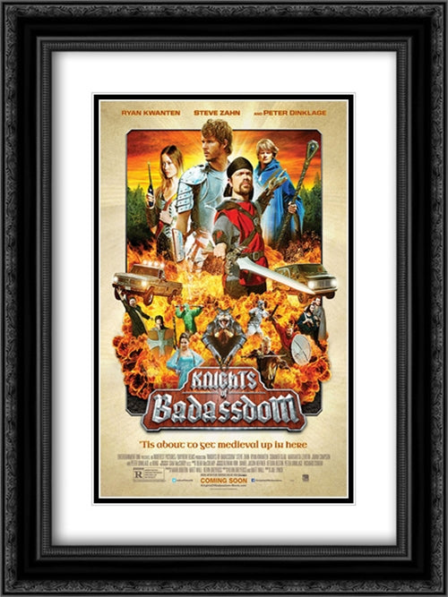 Knights of Badassdom 18x24 Black Ornate Wood Framed Movie Poster with Double Matting