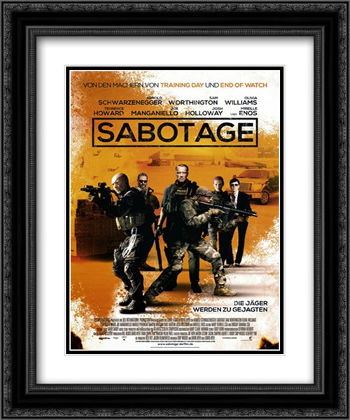 Sabotage 20x24 Black Ornate Wood Framed Movie Poster with Double Matting
