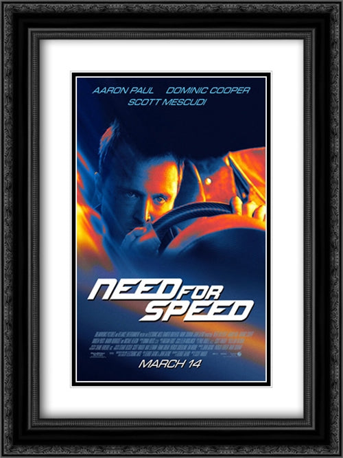 Need for Speed 18x24 Black Ornate Wood Framed Movie Poster with Double Matting