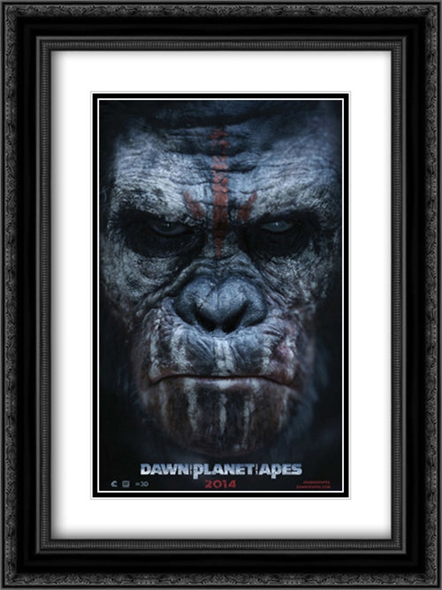 Dawn of the Planet of the Apes 18x24 Black Ornate Wood Framed Movie Poster with Double Matting